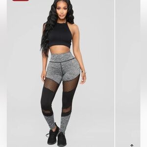 Fashion Nova Heather Gray and Black Leggings